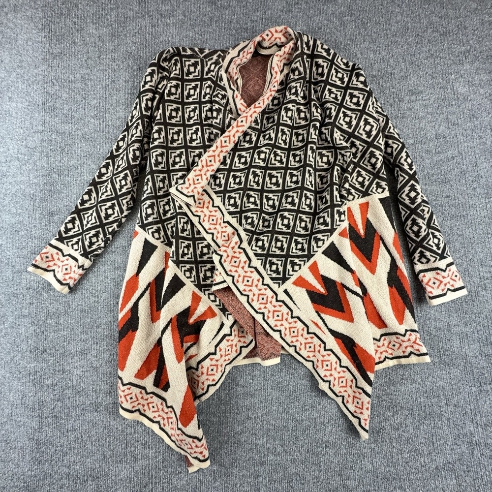 Jealous Tomato Cardigan Sweater Womens S/M Multicolor Tribal Open Front JJM1986